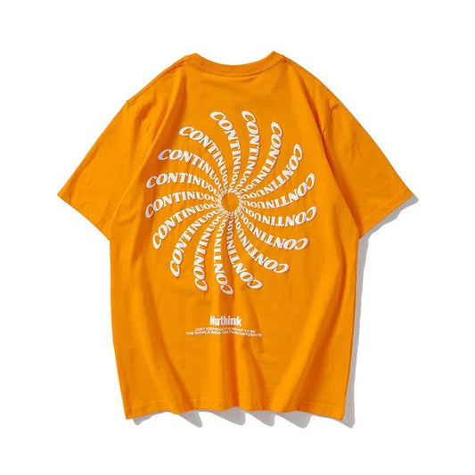 100% Cotton Short-sleeved Men's Tide Brand Ins Round Neck Printing National Tide Half-sleeved Hip-hop Loose Five-point Sleeve Top T-sleeve