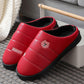 Cotton Slippers Women Winter Indoor Thick-soled Anti-skid Home Couple Models PU Surface Waterproof Warm and Velvet Slippers Men's Slippers
