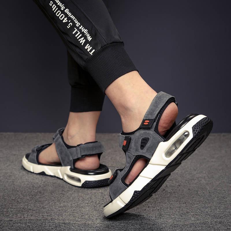 Summer Sandals Men's Leather Soft Bottom Breathable Casual Shoes Men's Cushion Cushioned Beach Shoes