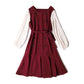 Large Size Dress Spring Dress Waist Waist Was Thin  Fake Two Pieces of Western Style Age-reducing French Retro Long Skirt