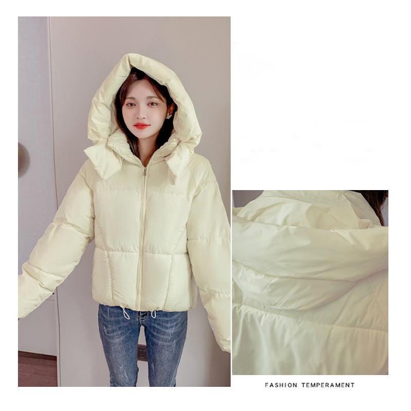 Chic Hooded Cotton Padded Women Parkas  Winter Warm Loose Solid Thicken Female Coats Ladies Zippers Outwear