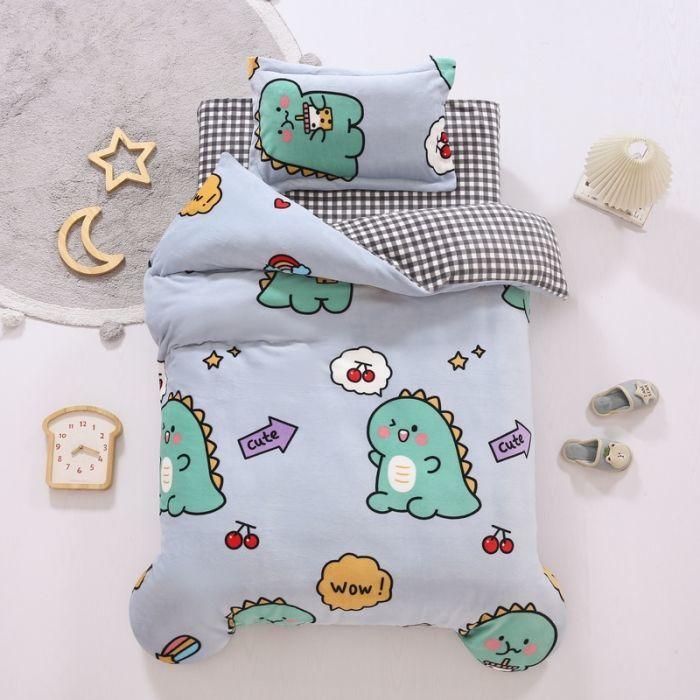 Autumn and Winter Kindergarten Milk Velvet Thick Warm Double-sided Fleece Bed Three-piece Quilt Winter Quilt Baby Nap Quilt