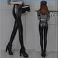 High-waist PU Leather Pants Women Plus Velvet Winter Plus Size Slim Slimming Tight Feet Leggings for Outer Wear