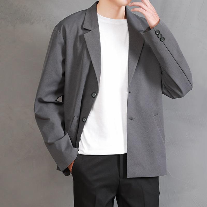 Men's Casual Top Loose Suit Jacket Short Suit Uniform Long-sleeved Warm Jacket Simple Design Temperament Handsome Jacket