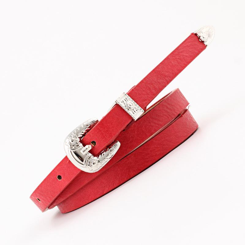 Belts Women Pu Leather Skinny Narrow Thin Buckle Waist Belt Adjustable Waistband Strap