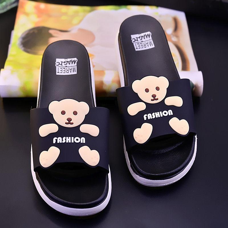 Slippers Female Indoor Home Cute Princess Wind Cartoon Bear Bathroom Bath Non-slip Wet Water Sandals and Slippers