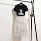 Fashion Summer Women Skirt Suit Printed T-shirt Multilayer Mesh Skirt Two-piece Set Elegant Outfits