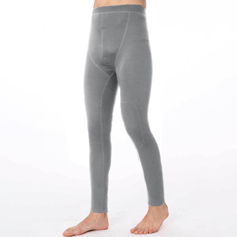 Men Winter Autumn Plus Velvet Thicken Warm Pants Tight Male High Elasticity Wearable Comfortable Soft Lining Patch Knee Pads Windproof Double Warmth