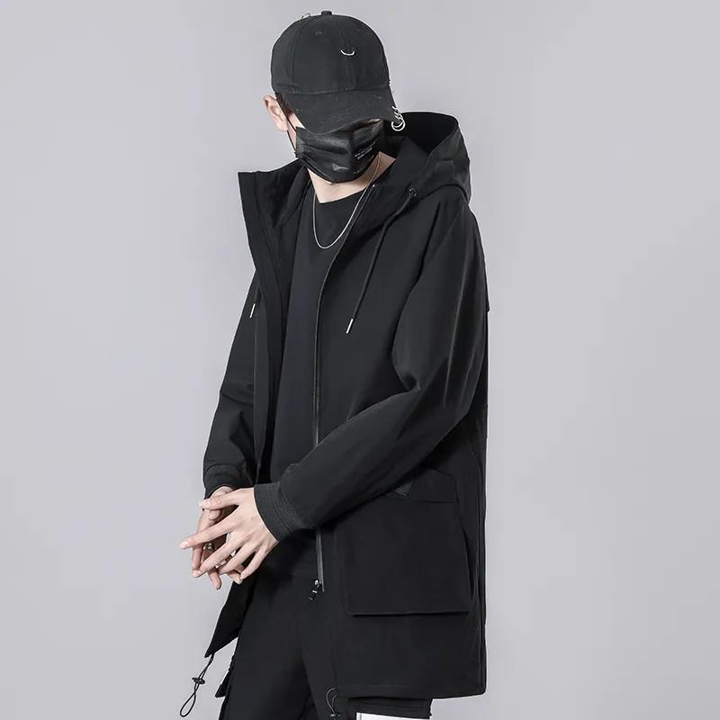 Spring and Autumn Men's Jacket Thin Loose Windbreaker Casual Mid-length Jacket Plus Fat Plus Size