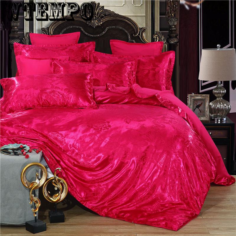 Brand European Silk Bedlinen Jacquard Satin Bedding Sets