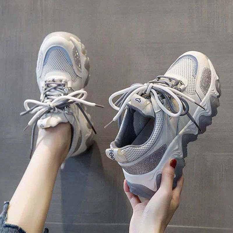 Plus Size 35-40 Summer Women Low-top Mesh Sneakers Breathable Running Basketball Shoes Students Shockproof Non-slip Thick Bottom Shoes