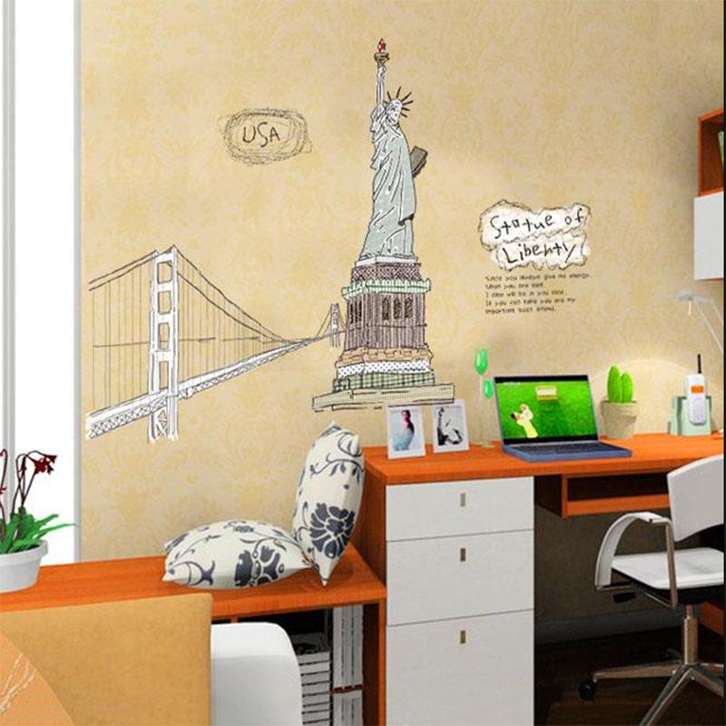 Statue of Liberty Large Removable Living Room Dining Room Study Aisle Wall Sticker