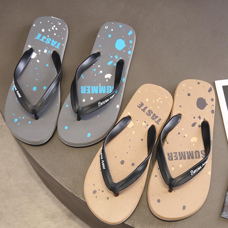 Summer Men Slippers Flat Flip Flops Beach Shoes Indoor & Outdoor Bathroom Cartoon Pattern EVA Shoes Slip on Slippers Male Shoes