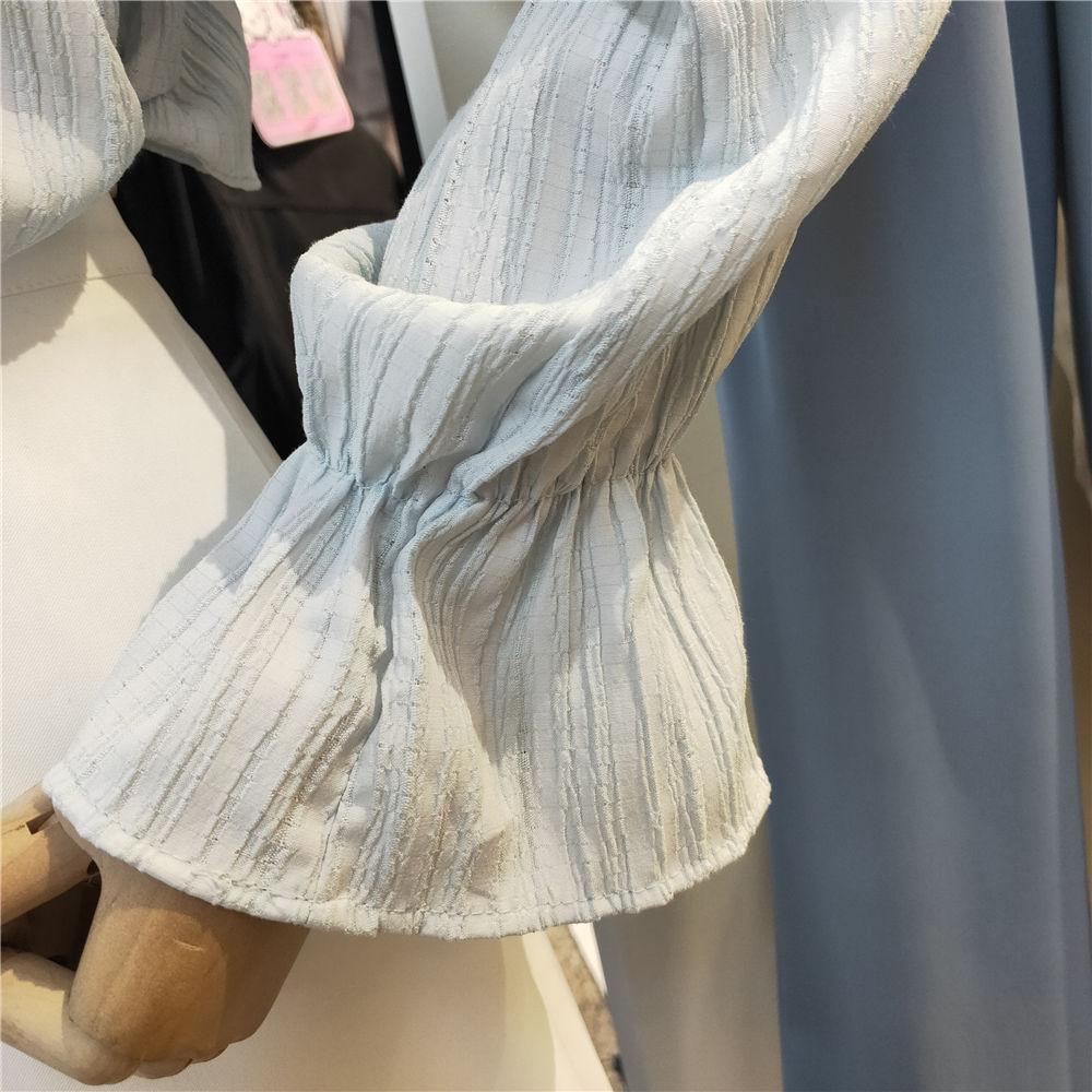 Spring and Summer Palace Style Trumpet Sleeve Shirt Women  Lotus Sleeve