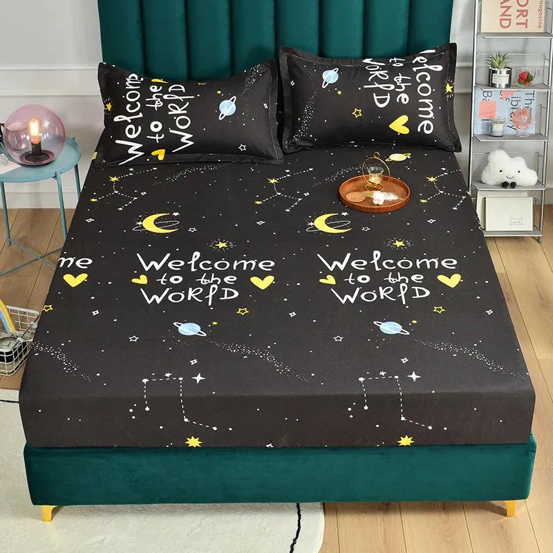 Pure Cotton Thickened Brushed Mattress Cover Breathable Double Skin-friendly Dust Cover 180*200