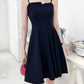 Female Simple Elegant Small Black Party Dress Slim Vintage Suspender Short Holiday Graceful Dress