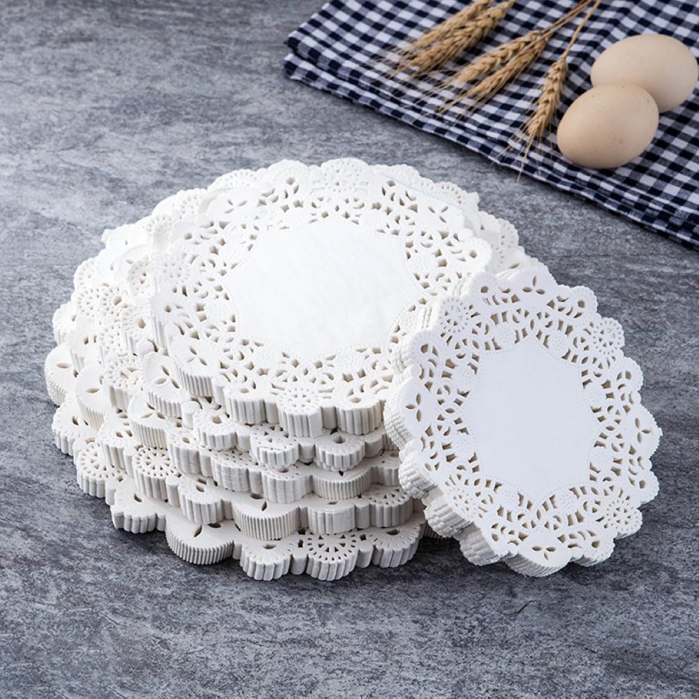 150Pcs Round Paper Lace Doilies Cake Placemat Party Wedding Baking Decoration