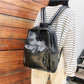 Solid color PU Leather Women's Backpack School Satchel Casual Multilayer Large Capacity College Shopping Travel