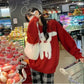 Lazy Blue Women's Crew Neck Pullover Mid Length Sweater Lamb Print Long Sleeve Knit Sweater