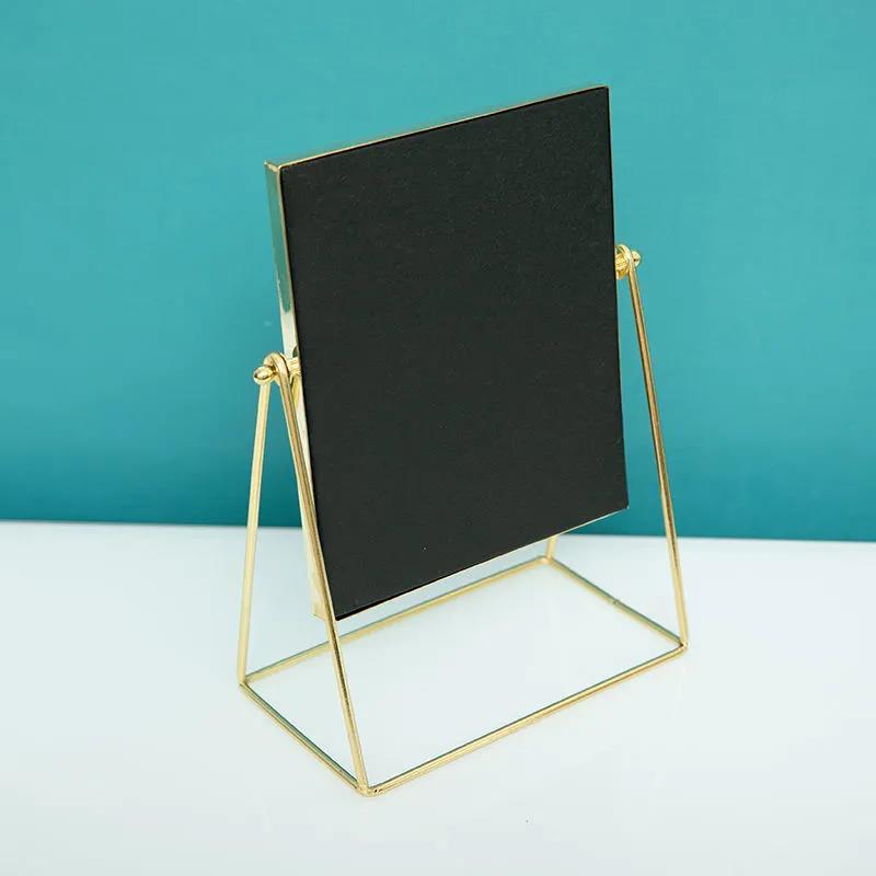 Round Rectangle Woman Desktop Makeup Mirror Zinc Alloy HD Thin Light Household Essentials 360° Rotation