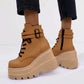 Women Autumn Winter Boots Block Heel Gothic Punk Platform Shoes High-top Casual Female Footwear