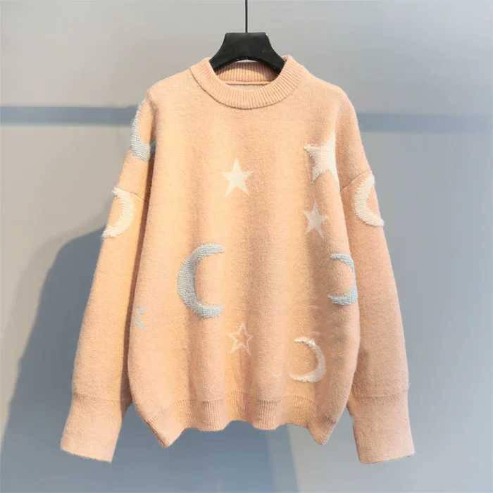 Sweater Women Autumn and Winter Loose Round Neck Long Sleeved Pullover Knitted Sweater