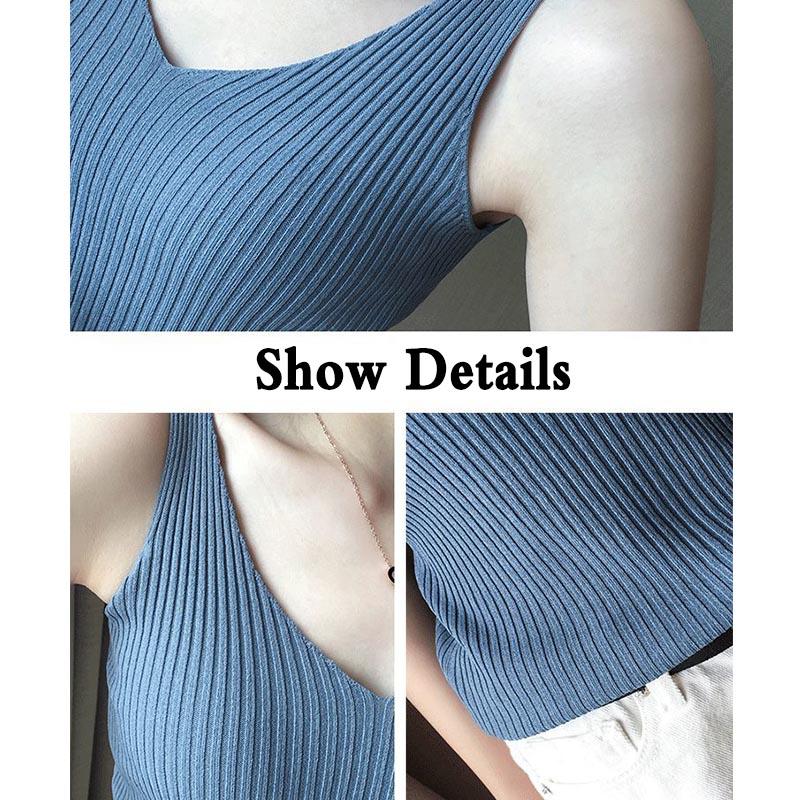 Summer Ice Silk Knitted Suspenders Plus Size Women's Bottoming Vest Solid Color Versatile Sleeveless Top V Neck Camis