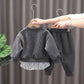 Spring and Autumn Set Baby Cute Windproof Letter Printing Long-sleeved Sweater Two-piece Baby Soft Fabric Round Neck Suit