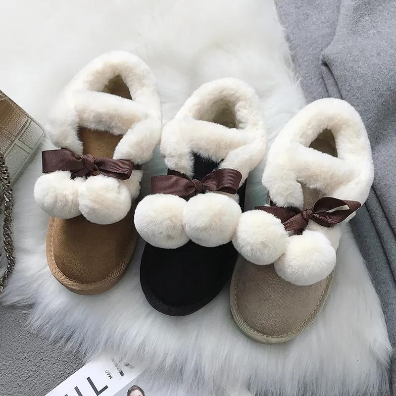 Snow Boots Female Students Korean Version Plus Velvet Cute Waterproof Wild Non-slip Winter Fashion Cotton Shoes