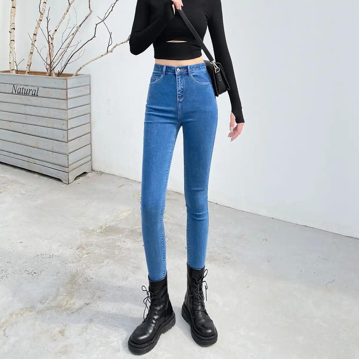 Plus Size Elastic Jeans Women's Skinny High Waist Slim Denim Trousers Spring and Summer Hip Lift Pencil Denim Pants