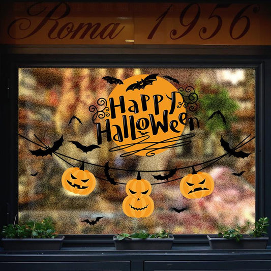 Pumpkin Light Halloween Wall Sticker Room Bar Background Decoration Removable Double Sided Visual