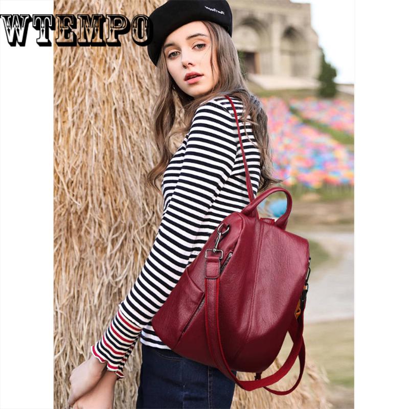 Female backpack Casual Women PU Leather Backpack Female Shoulder BagTravel Back Pack
