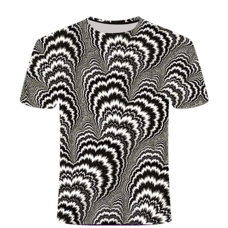 3D Swirl Print Shirt Summer Men T-shirt Personality Streetwear High Street Half Sleeve Tees Casual Breathable Pullover
