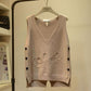Women Knitted Vests Autumn New Korean Version of Wild V-neck Sweater Vest Women Loose Button Sleeveless Sweater Vest