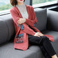 Spring and Autumn Mid-length Knitted Sweater Cardigan Loose All-match Jacket Simple Embroidered Female Jacket