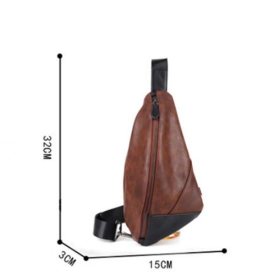 Chest Bag Men's Large Capacity Pu Leather Messenger Bag Outdoor Riding Sports Travel Shoulder Bag