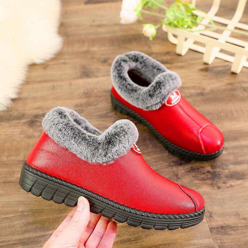 Women's Winter Thickened Warm Cotton Shoes Comfortable Home Antiskid Casual Shoes Outdoor Flat Snow Shoes