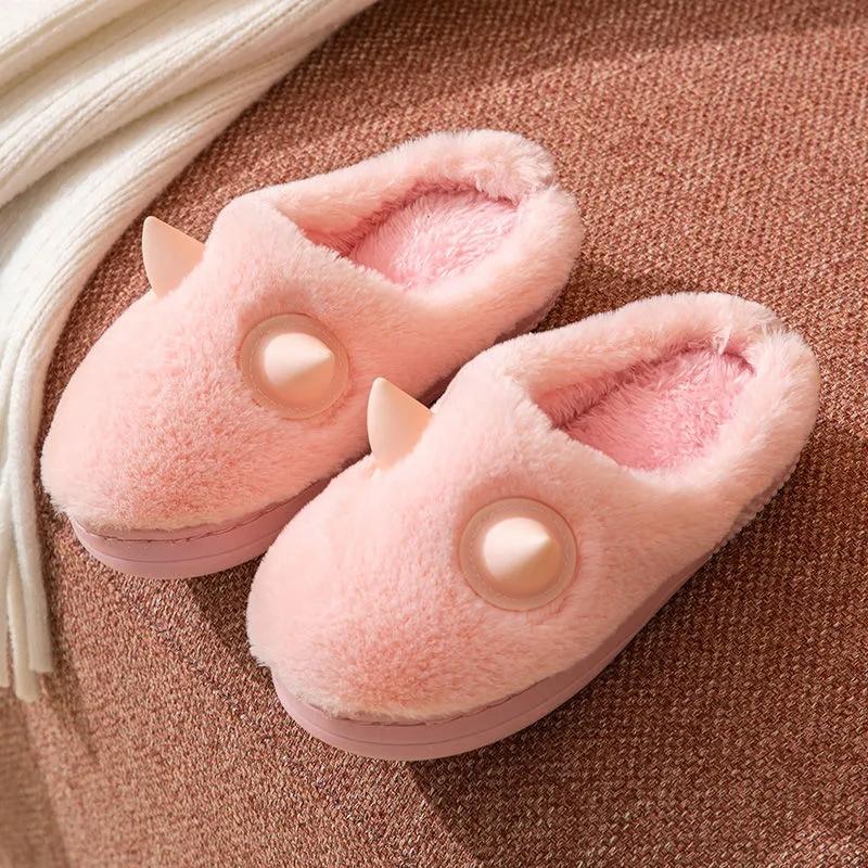 Children's Cotton Slippers Autumn Winter Indoor Warmth Non-slip Cute Baby Half-coated Slippers for Girls