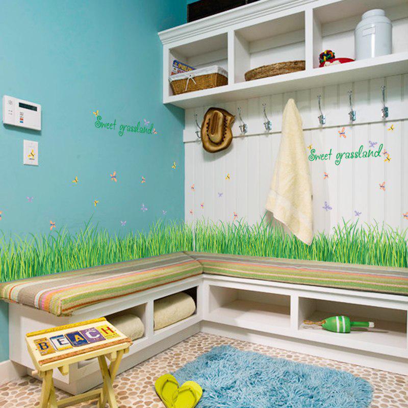 [sticker ]Sweet Green Grassland Wall Stickers Home Decor Bathroom Bedroom Kitchen Art Decal Poster