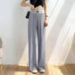 Ladies Ice Silk Wide Leg Casual Pants Summer Thin High Waist Straight Loose Thin Large Size Black Cool Stretch Pants