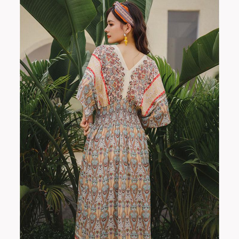 Indonesian Dress Female Thailand Bohemian Ethnic Retro Long Skirt Seaside Holiday Beach Skirt