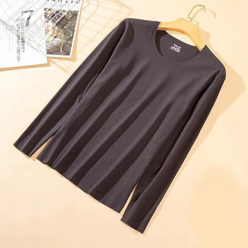 Non-marking Heating and Warm Men's Plus Velvet Thick Autumn and Winter Cold-proof Round Neck Stretch Shirt
