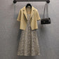 Plus Size Women's Short Sleeve Dress Set Women Summer Suit Floral Dress Suspender Blazer Two Pieces Sling Leopard Print Floral Top Skirt Set