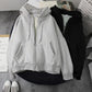 Oversize Zipper Cardigan Plus Velvet Padded Sweater Women's Hooded Autumn and Winter Student Korean Loose Coat