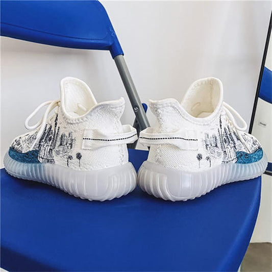 Couple Korean Trend Breathable Net Shoes Summer Fly Woven Breathable Casual Sneakers Sports Canvas Coconut Shoes