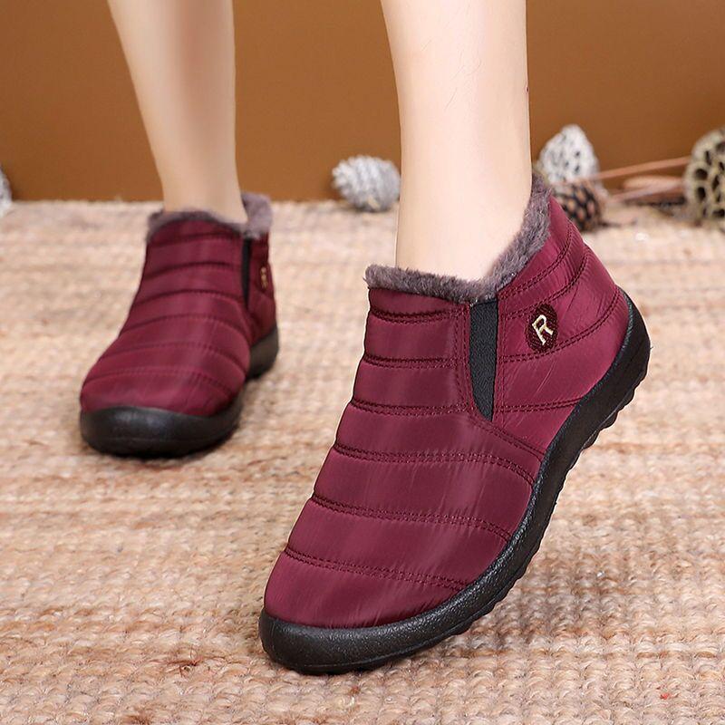 Women Boots for Winter Shoes Waterproof Snow Boots Warm Flat Couple Ankle Booties Slip on Plus Size Flat Female Shoes Short Boots