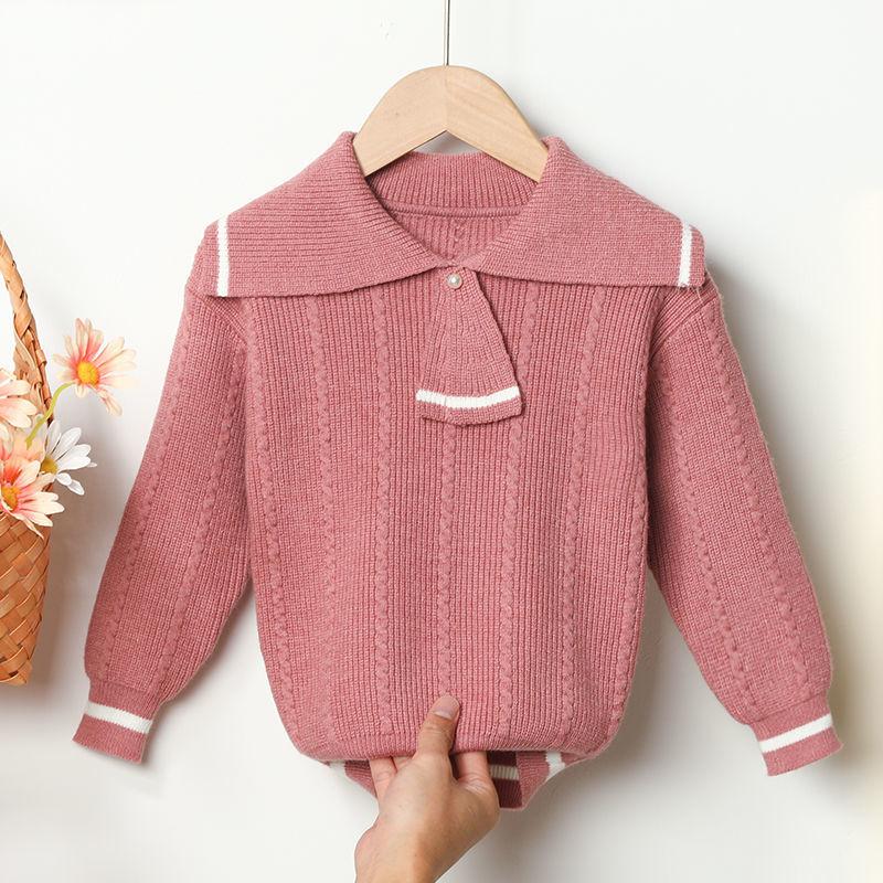 Girls Sweater 2021 Children's Clothing Autumn Baby Knit Sweater Children's Bottoming Shirt Small Fragrance Top Spring
