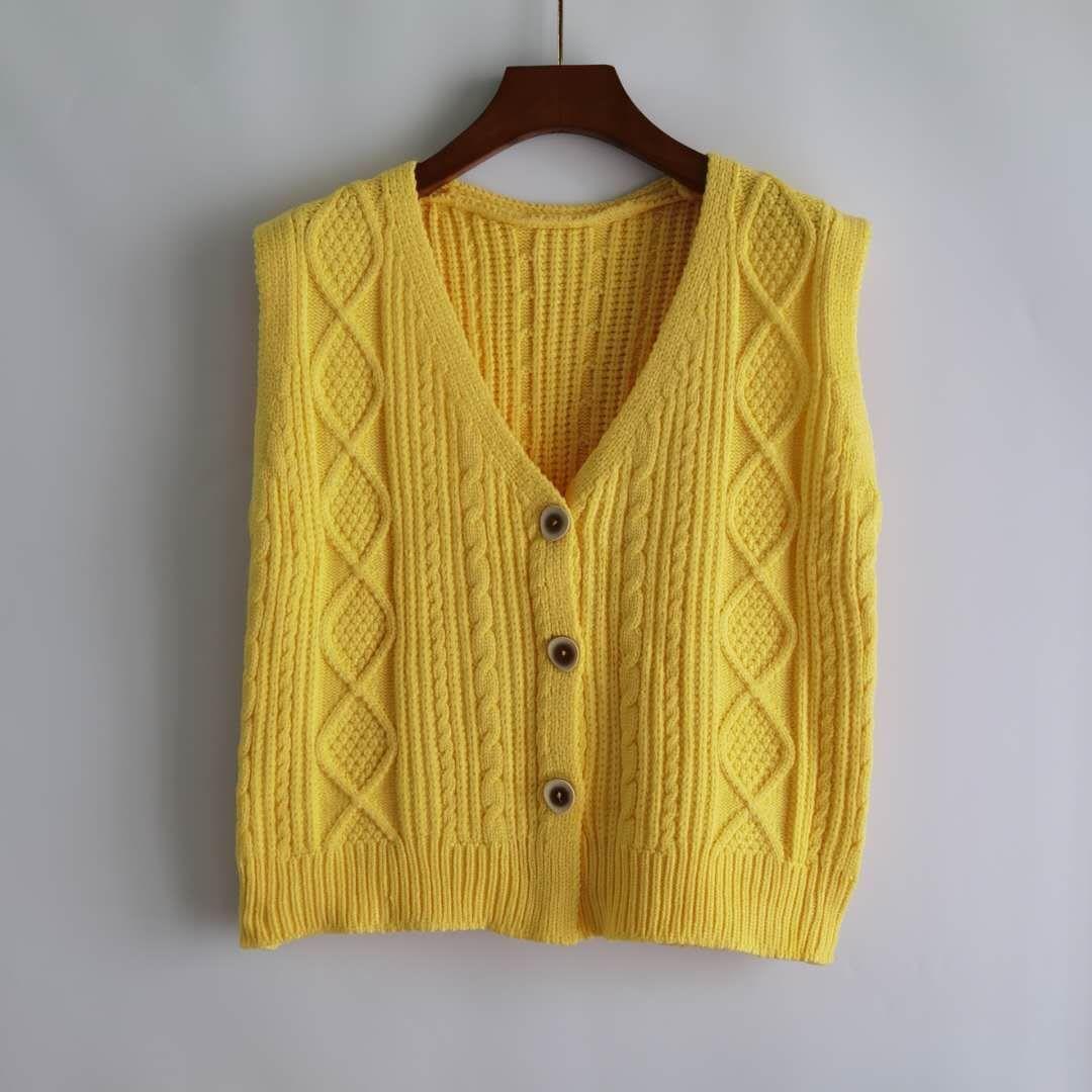 Vest Women Solid Short Loose Trendy Korean Style Sleeveless Knitted V-Neck All-match Female Coats Simple Leisure Outwear