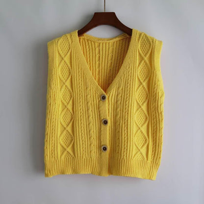 Vest Women Solid Short Loose Trendy Korean Style Sleeveless Knitted V-Neck All-match Female Coats Simple Leisure Outwear