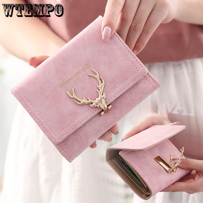 Women Small Wallet Cartoon Deer Cute Coin Purse Hasp Card Holder Women Wallets Coin Purses Female